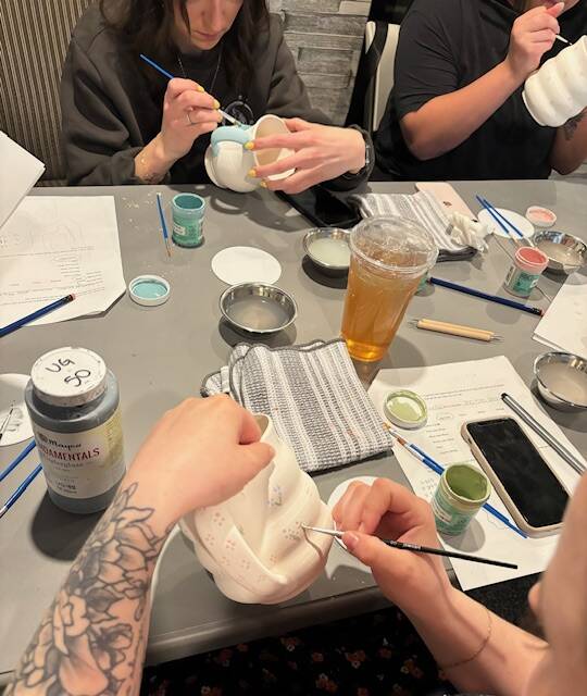 Three Mad Potters Pottery Mug Painting Class